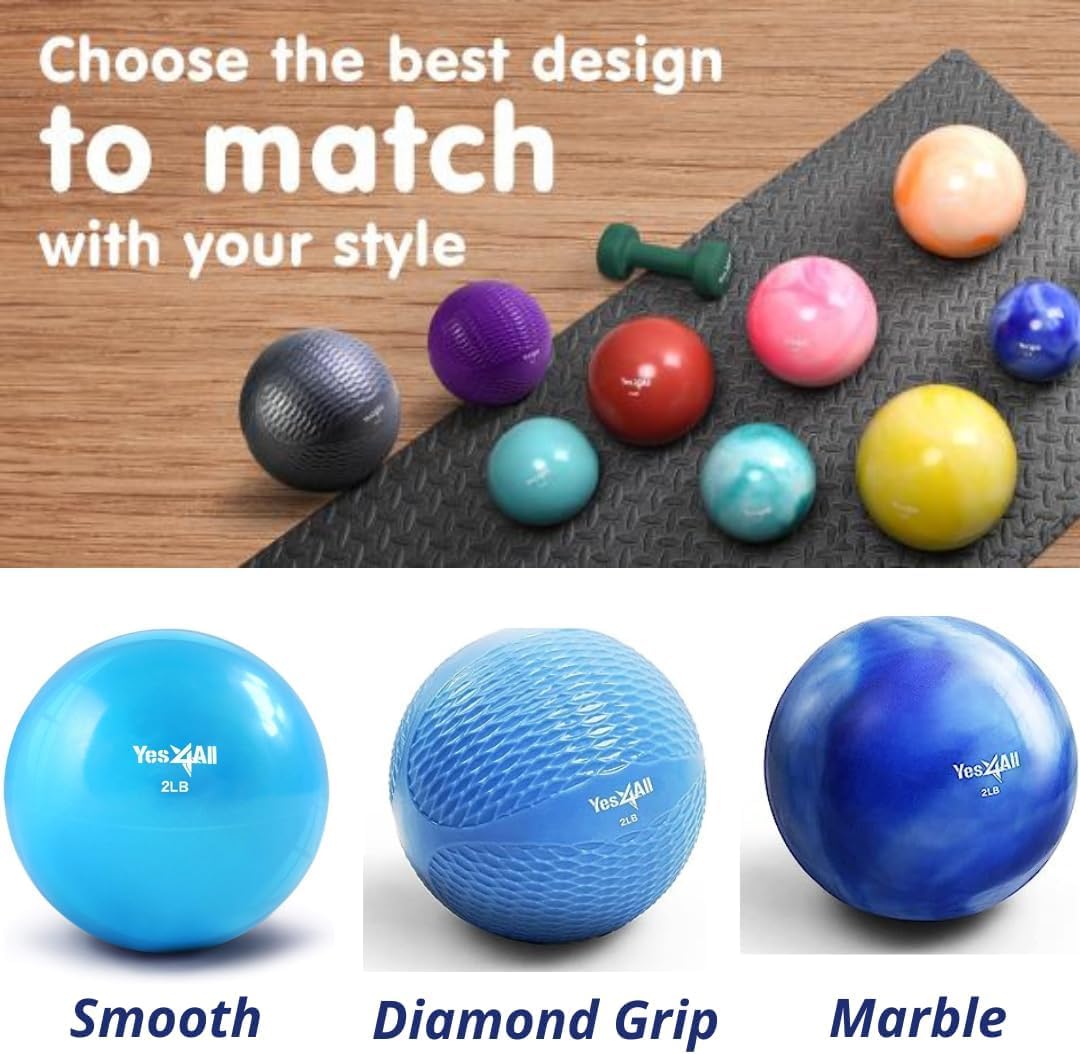 Yes4All Soft Weighted Toning Ball Smooth 2lb Blue