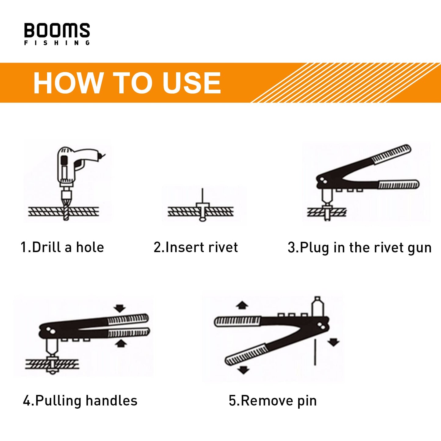 Booms Fishing MA1 Pad Eye Rivet Kit Attachment Points for Kayaks, Caones, Boats