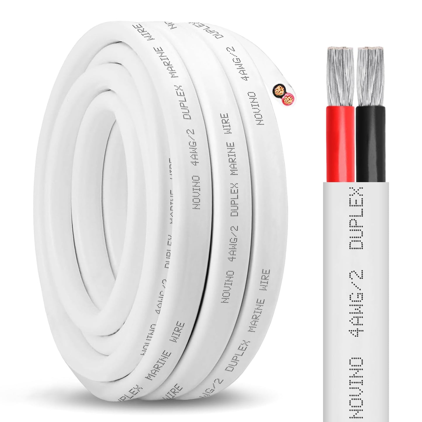 8 Gauge Marine Wire Duplex Marine Grade Wire,8 AWG 50ft Tinned Copper Oxygen-Free Insulated Red& Black Electrical Cable for Boat/Automotive/RV/Camper/Trailer