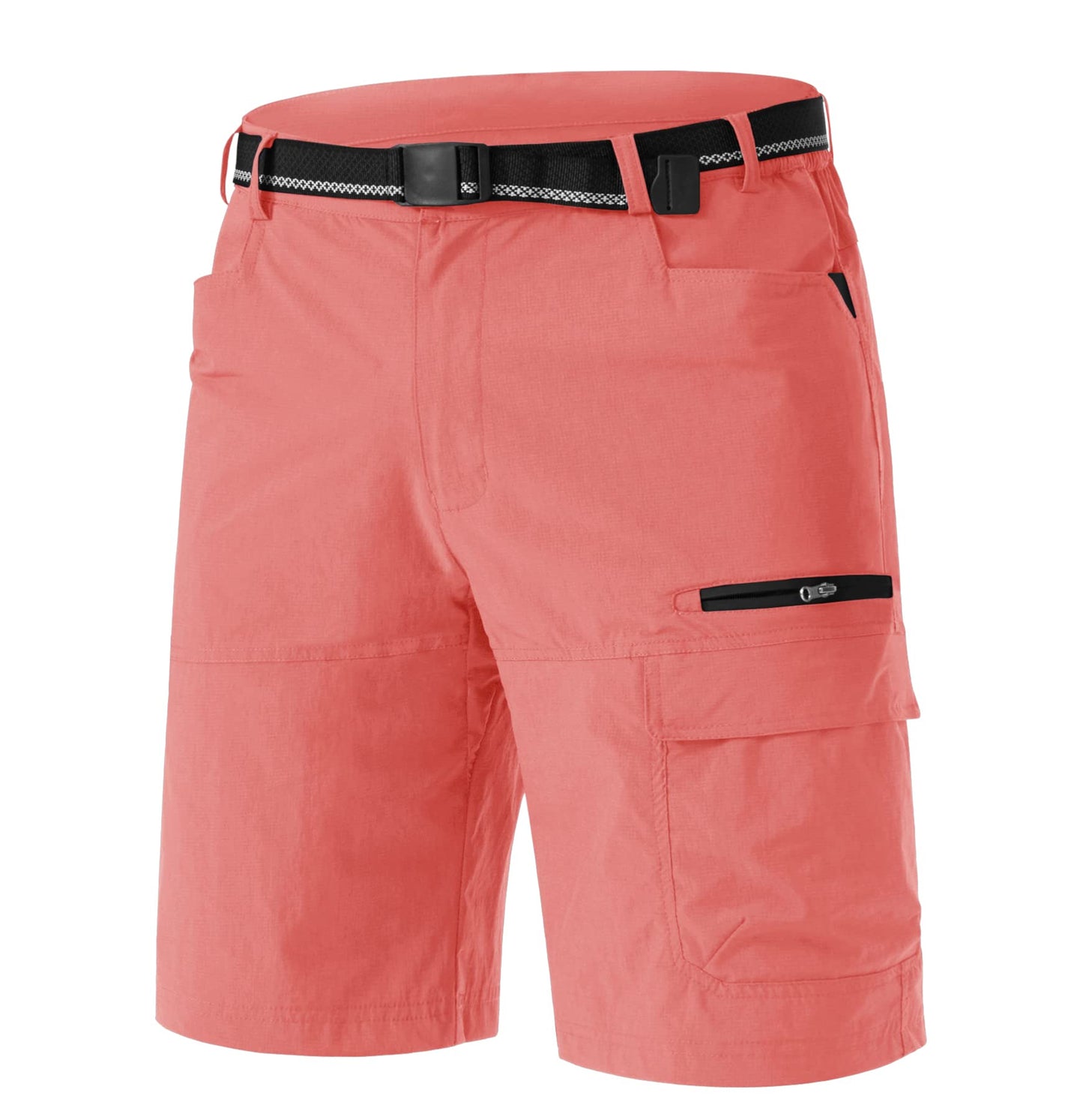 TACVASEN Mens Cargo Shorts Outdoor Lightweight Quick Dry Casual Golf Summer Hiking Dress Work Shorts Fishing Elastic Waist Pink 30