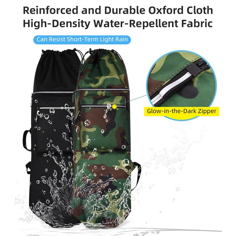 HUIOP Skateboard Bag Backpack Water-Resistant & Night Reflective Adjustable Straps Multi-Pocket for Outdoor Sports Skateboard Gear Accessories