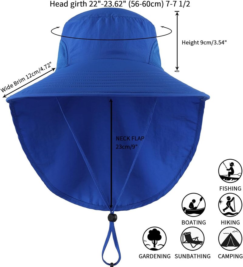 Outdoor UPF50+ Sun Hat - Wide Brim Mesh Fishing Hat with Neck Flap | Lightweight & Breathable