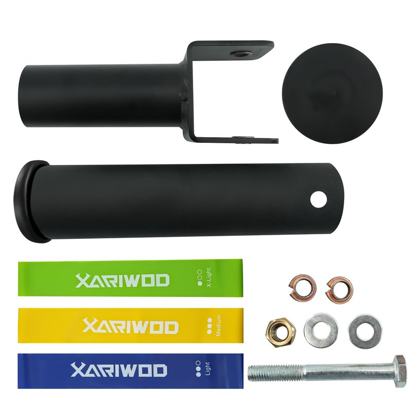 XARIWOD T Bar Row Landmine Attachment - Fit for 2" Barbell, 360° Swivel for Back & Full-Body, Includes Three Resistance Bands