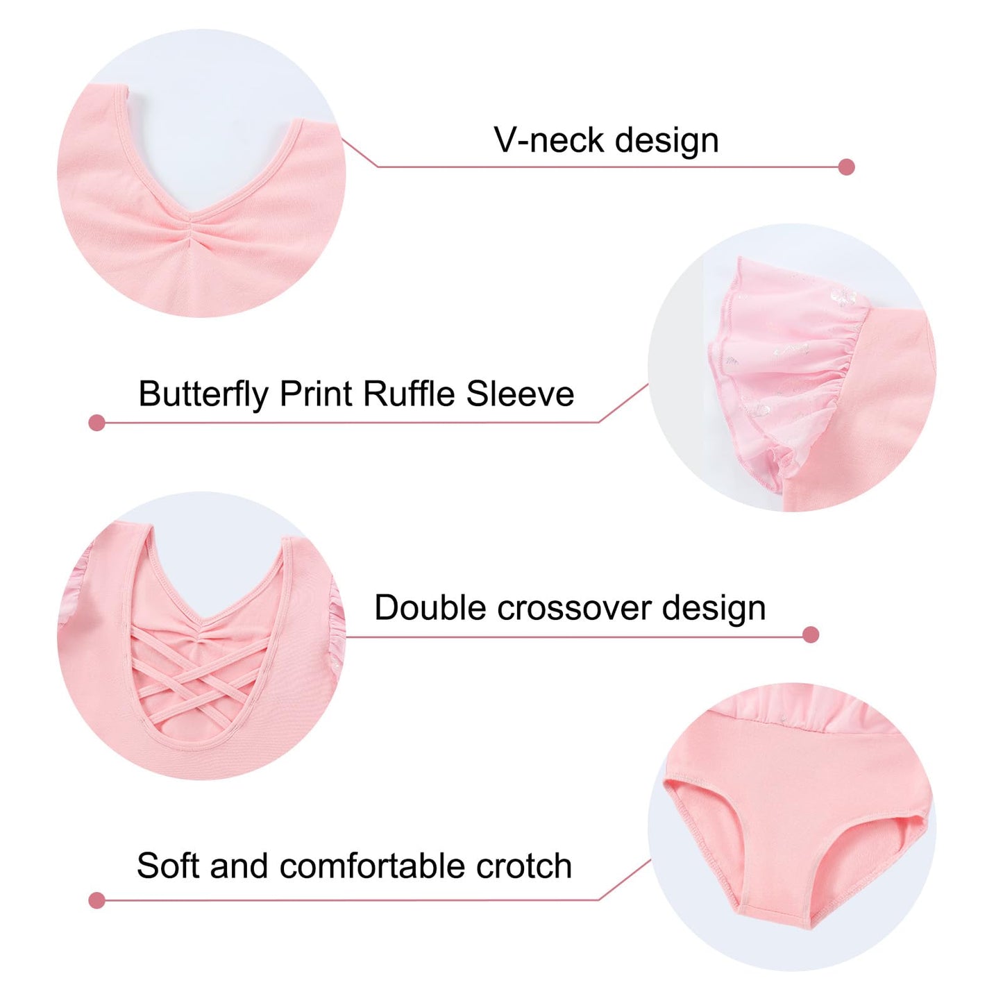 DIPUG Ballet Leotards for Girls with Skirt Shiny Toddler Dance Leotard Butterfly
