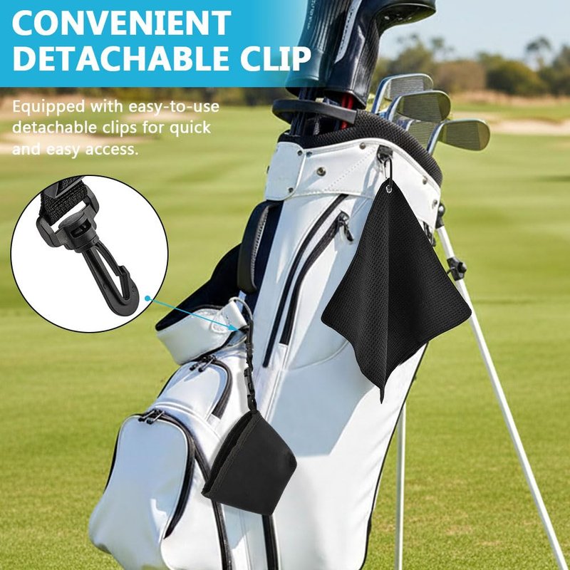 Yuanfenron Golf Club and Golf Ball Cleaning Bag - Cleans Club Grooves, Portable Waterproof Clean Face Tech, Detachable Clip, Quick Dirt & Grass Removal, for Golfers