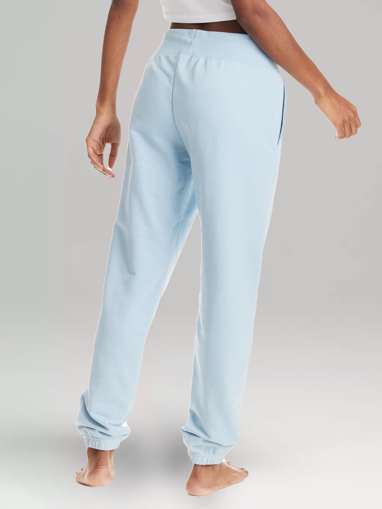 U.S. POLO ASSN. Womens Sweatpants with Pockets, French Terry Jogger Lounge Pants (Blue Yonder Heather, Medium)