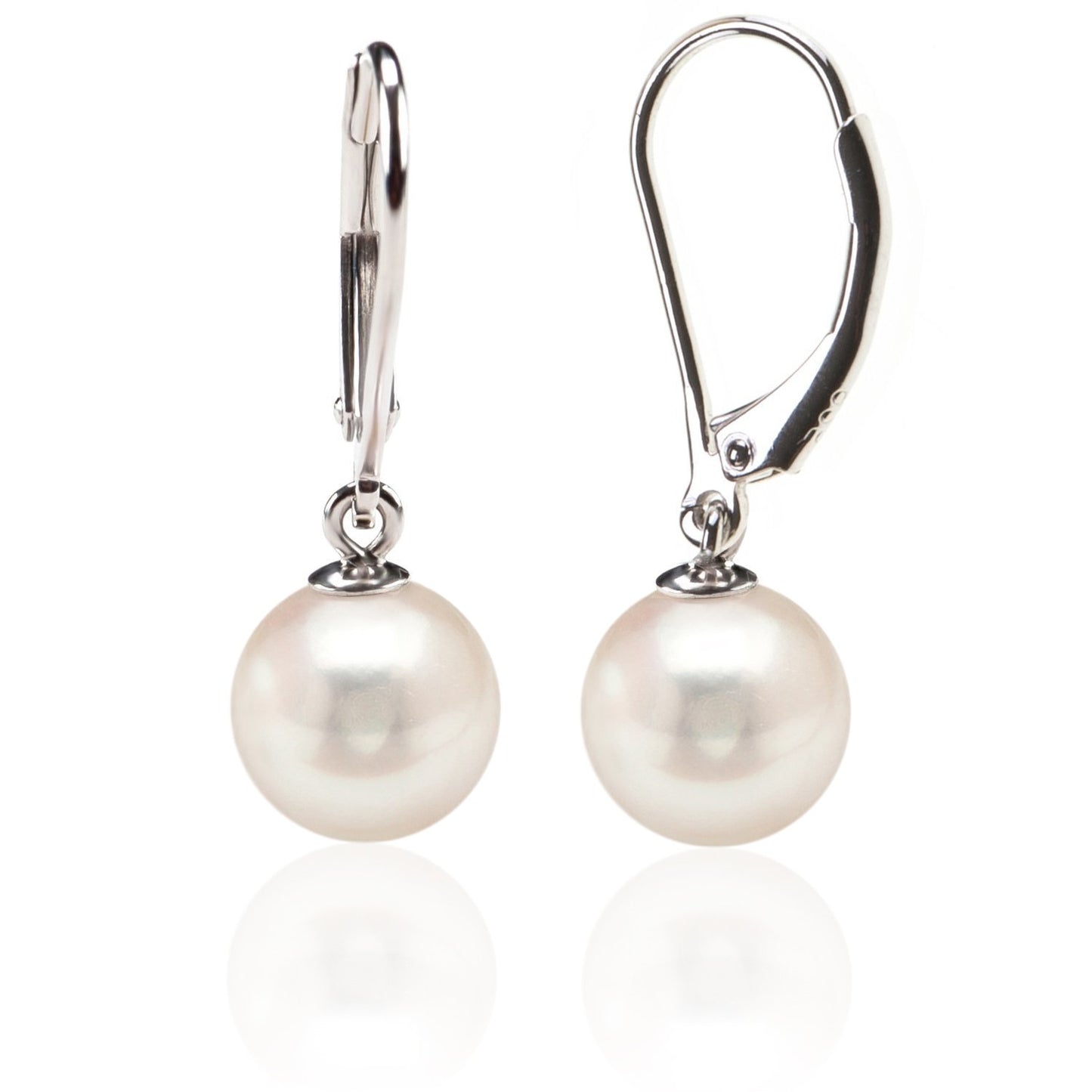PAVOI 925 Sterling Silver Simulated Shell Pearl Earrings Leverback Dangle Studs 8mm