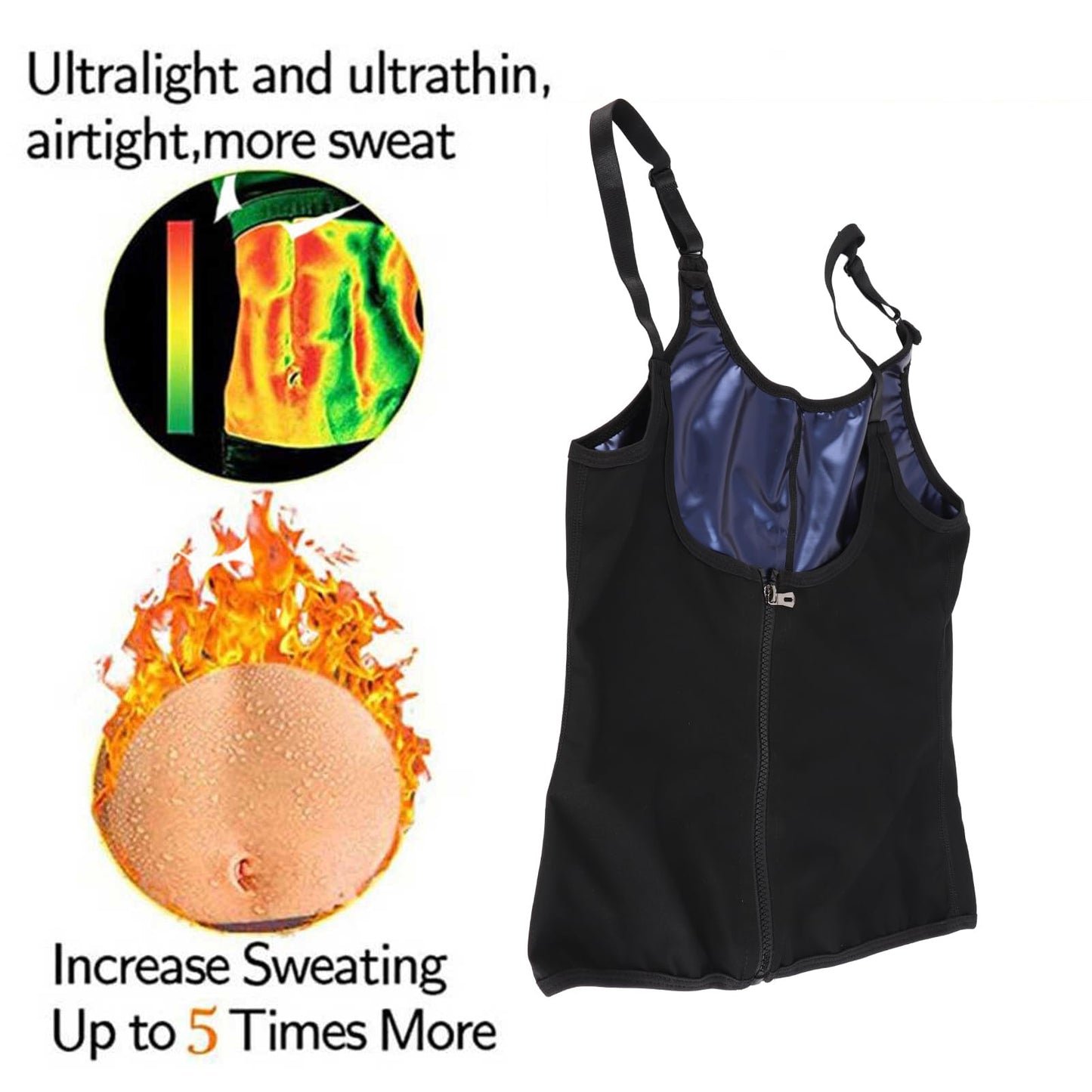 FILFEEL Women Waist Trainer Vest, Zipper Fitness Body Shaper Sweat Breathable Fat Burning Shapewear