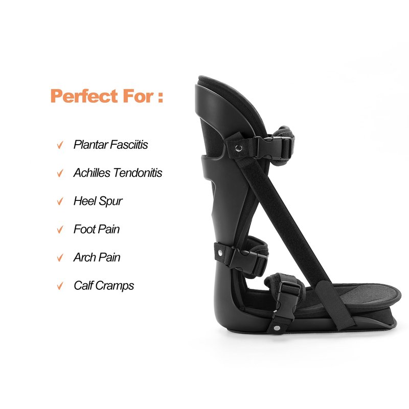 honarry Plantar Fasciitis Night Splint, Adjustable Foot Brace for Pain Relief, Achilles Tendonitis Night Splint(Black Shell and Black lining L)