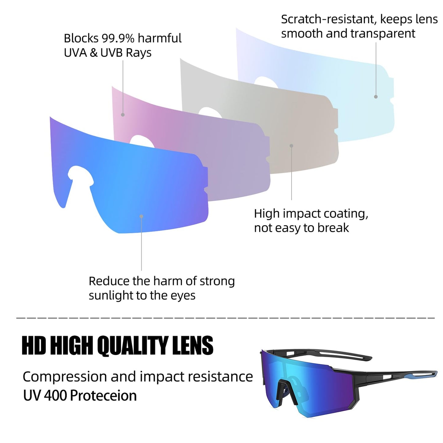 RINKUOLYO Sports Polarized Sunglasses for Men and Women, Youth Kids Baseball Softball Sunglasses for Biking, Running