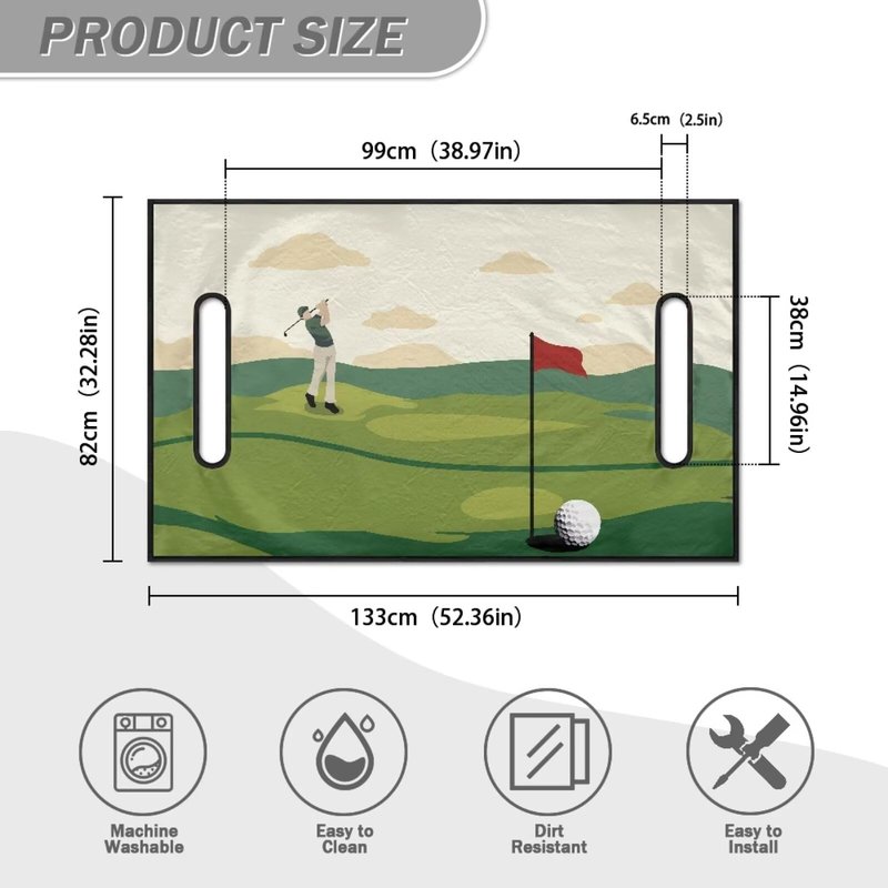 ZIATUBLES Golf Grass Print Golf Cart Seat Cover for Most 2 Passenger Club Car Golf Cart Seat Blanket Universal Fit Soft Breathable Fabric Golf Cart Seat Towel Protector
