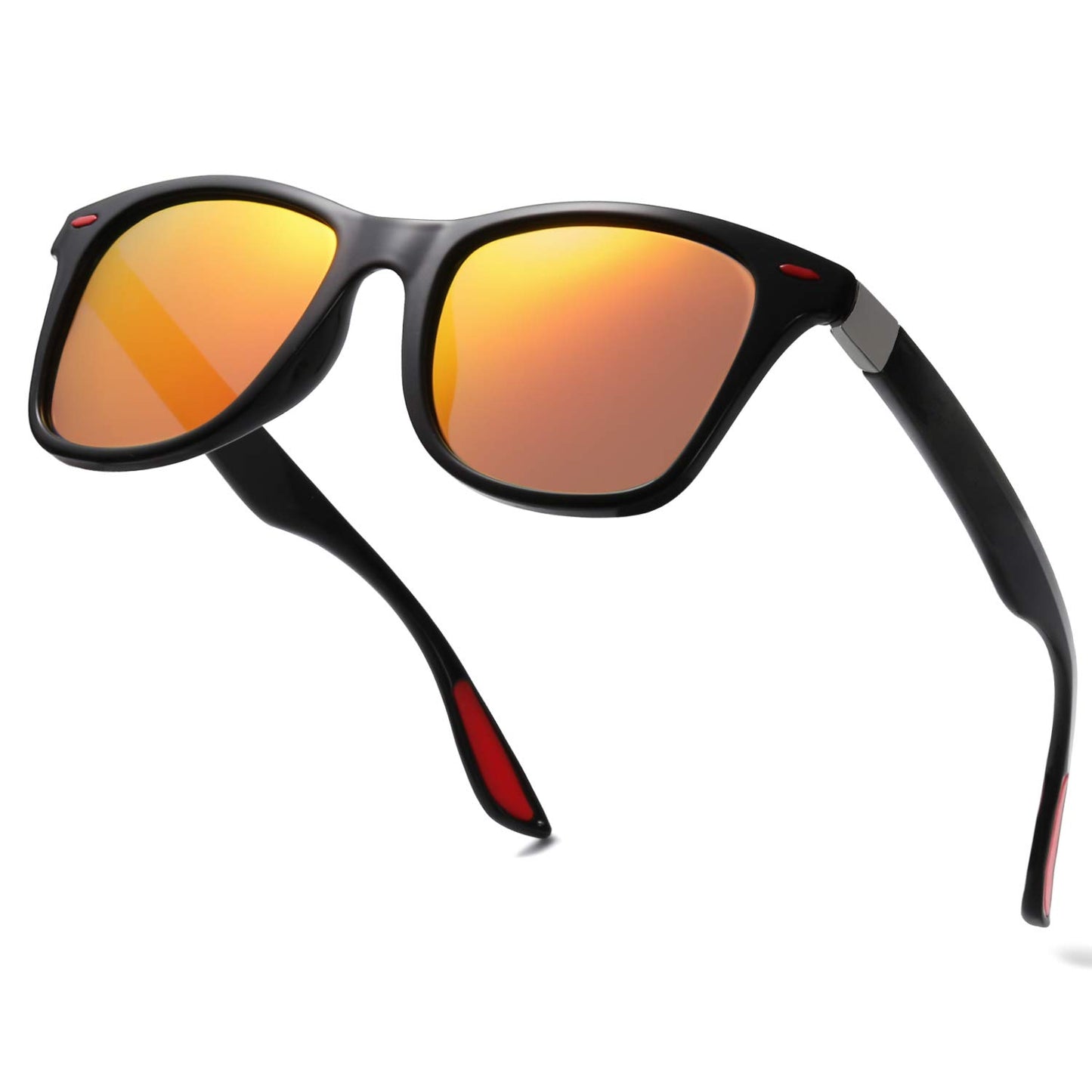 SOJOS Polarized Sports TR90 Sunglasses for Running Cycling Fishing Golf Driving SJ2101 with Black Frame/Red Mirrored Lens