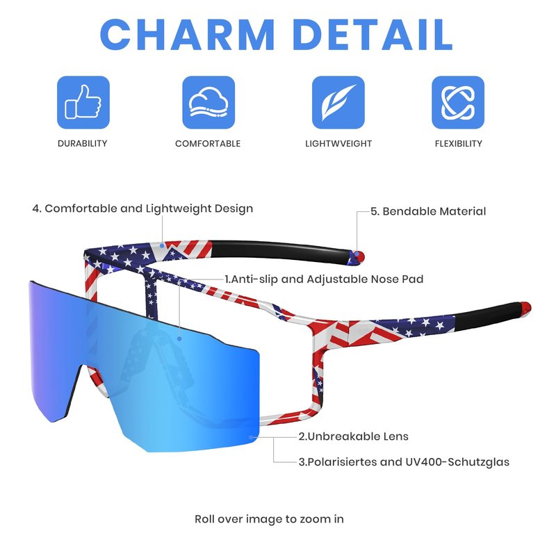 SPOSUNE UV400 Polarized Softball Sunglasses, TR90 Sports Glasses for Running, Cycling, Baseball & Bike (Unisex)