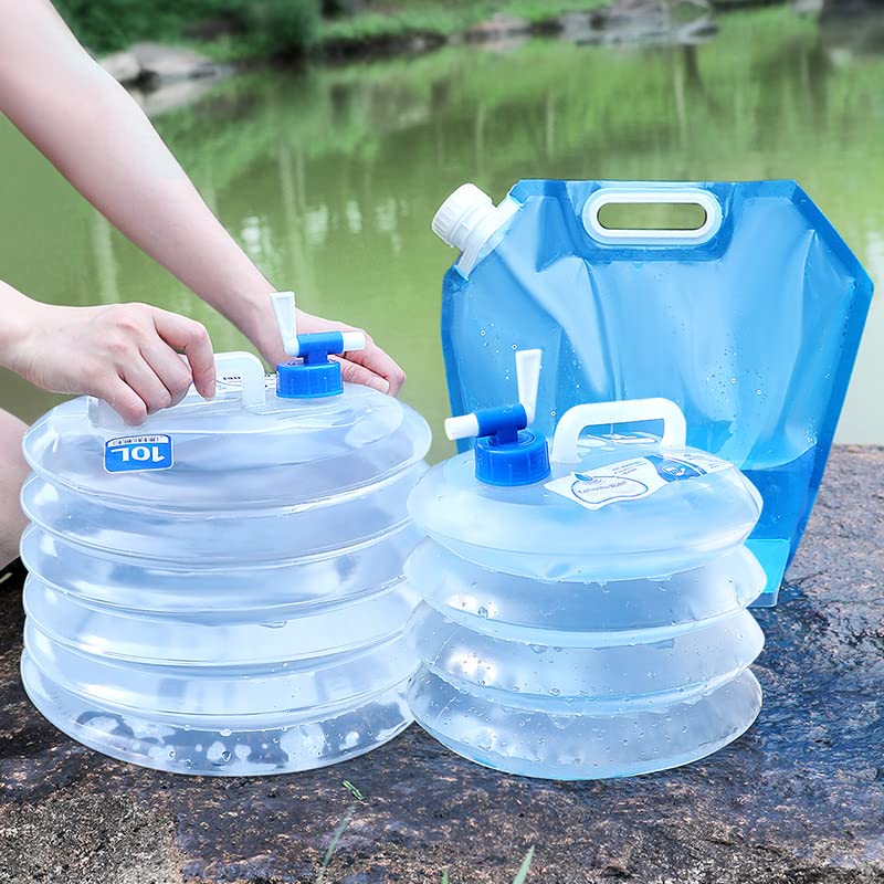 LAQPPSS 2Pack Collapsible Water Container, 2.64 Gallon Water Storage Containers BPA Free, Camping Water Container, Camping Cooking Carrier Jug for Water Pack for Hiking