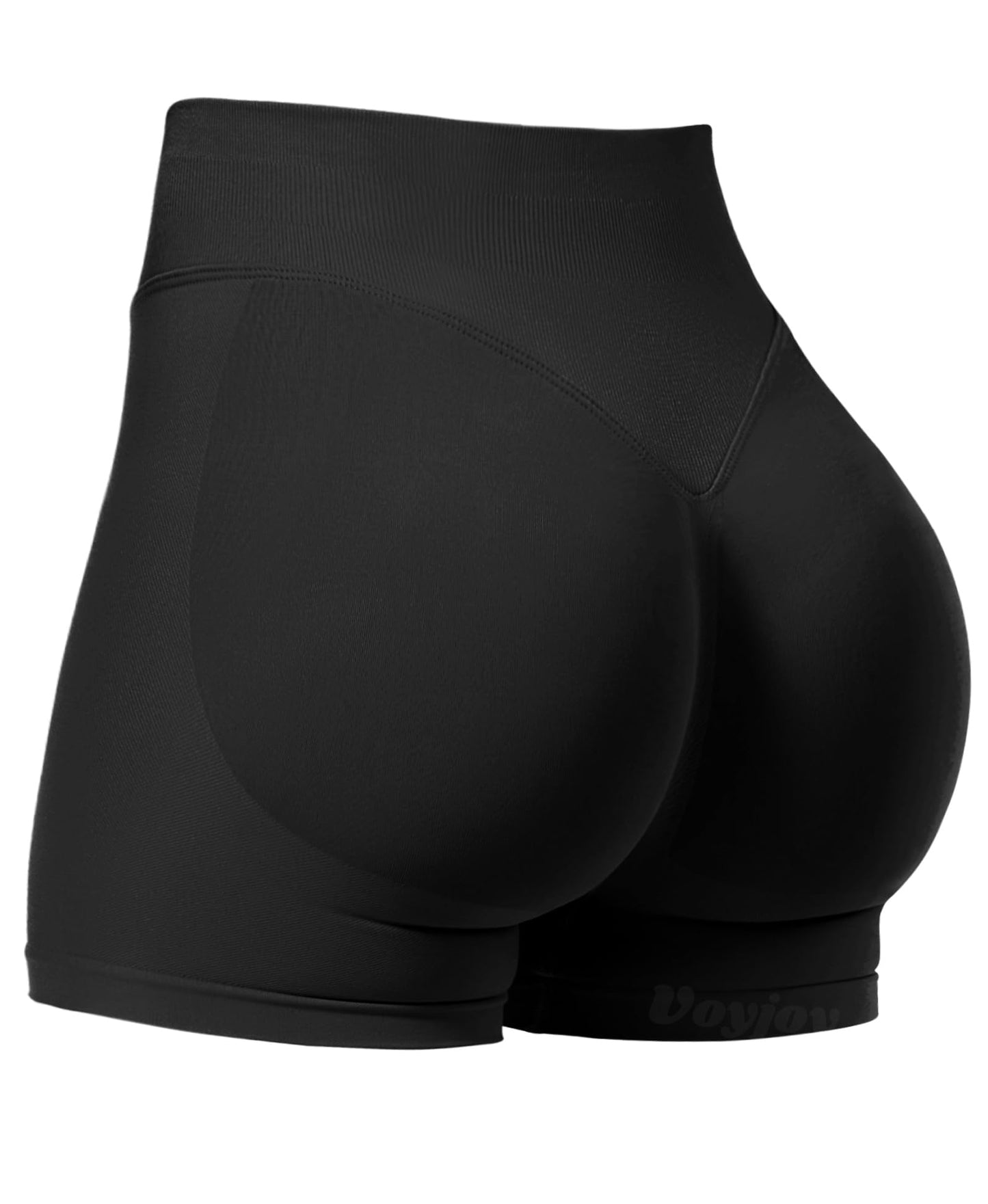 VOYJOY Women Workout Impact Shorts 2.5"/ 3.6"/ 4.5"/ 6" Scrunch Butt Lifting Gym Seamless Booty Biker Shorts Black