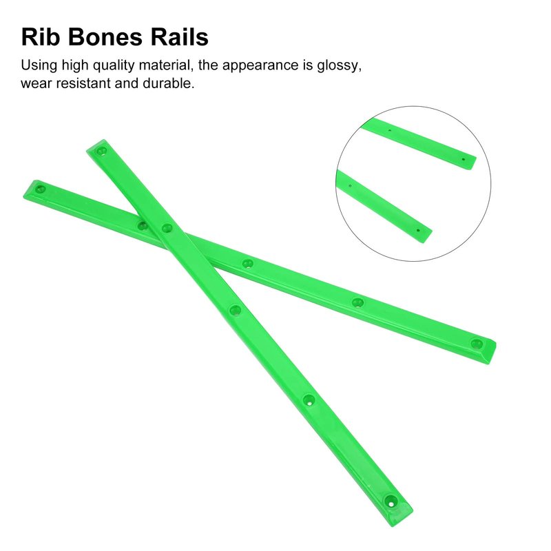 Rib Bones Rails, Stable Flexible Glossy Skateboard Wear Rails Appearance Longboard Ribs Bonesblack (Green)