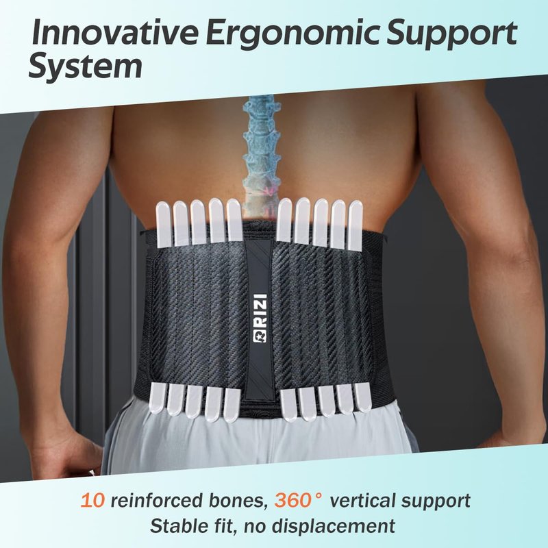 Herseme Waist Trimmer for Women & Men Upgraded Breathable Adjustable Waist Trainer Lower Belly Fat Sweat Stomach Wrap Belt with 10PCS Support Frame Back Support for Workout Fitness Body Shaper, Black