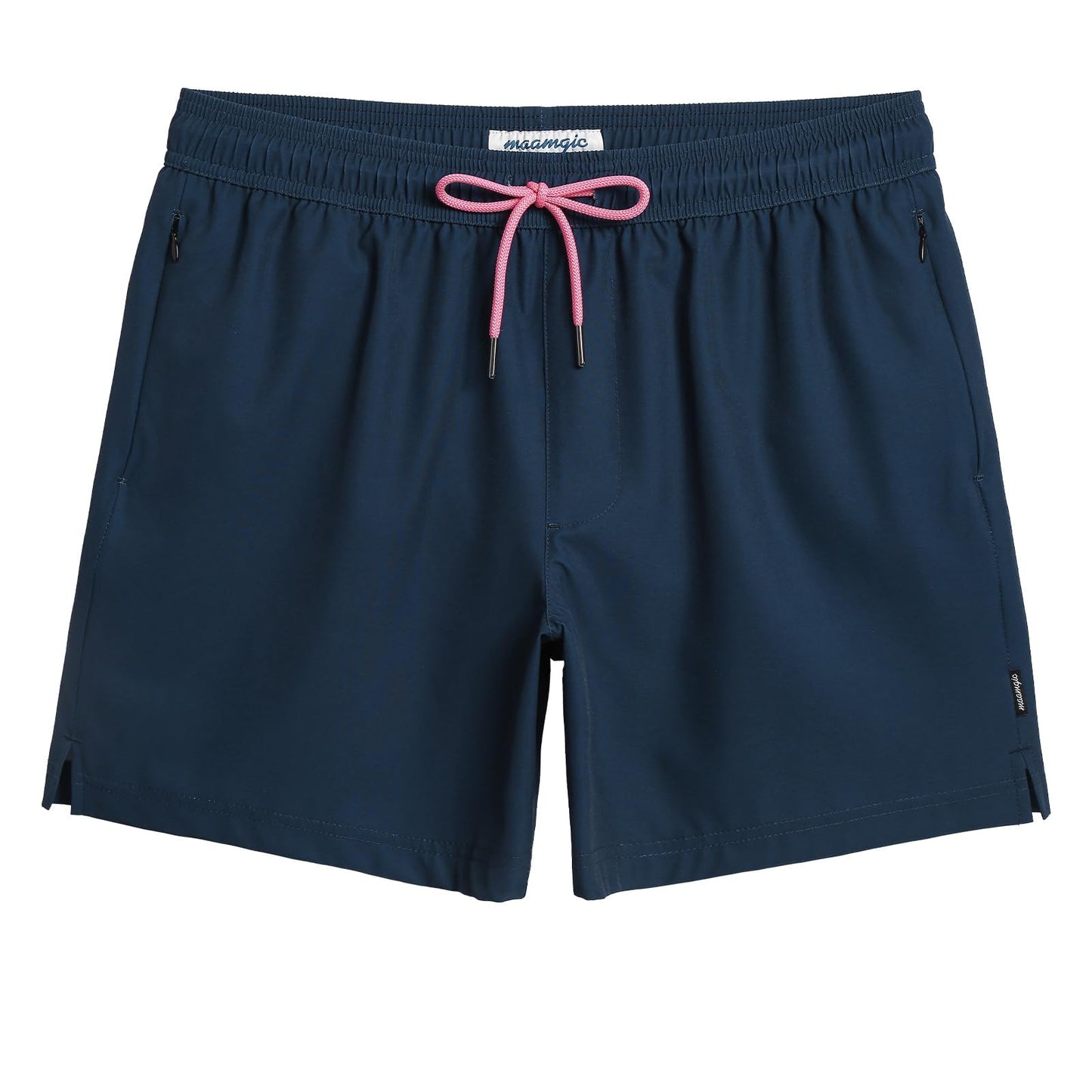 maamgic Mens Swim Trunks 5" Quick Dry Beach Shorts Stretch Swimming Trunks Board Shorts with Mesh Lining Zip Pockets Navy Large