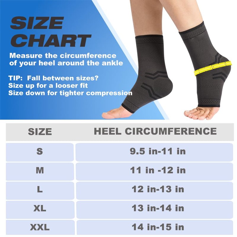 ABIRAM Ankle Brace for Men & Women - Adjustable Compression Sleeve with Wrap, Ion-Matrix Support for Sprained Ankle, Plantar Fasciitis, Achilles Tendonitis Relief - Breathable Gear for Running, Sports