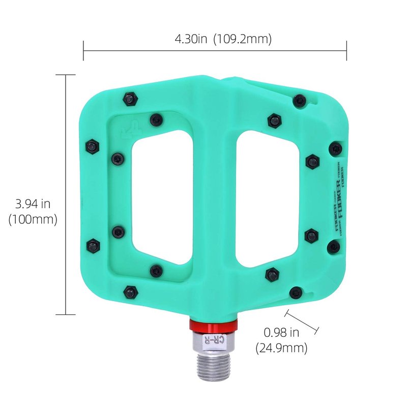 FOOKER MTB Pedals Mountain Bike Pedals 3 Bearing Non-Slip Lightweight Nylon Fiber Bicycle Platform Pedals for BMX MTB 9/16" (922-Green Needle Roller Bearing)