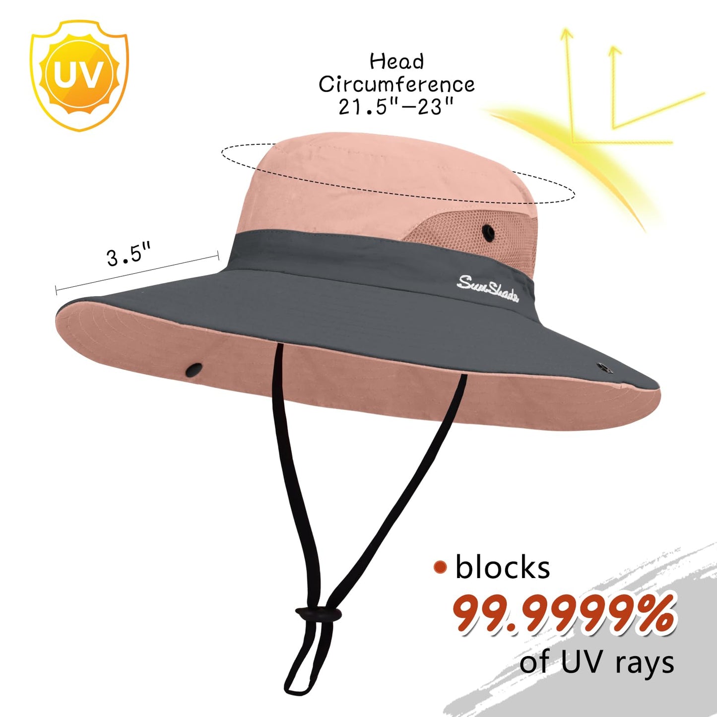 ZOORON Women's Ponytail Safari Sun Hat,Wide Brim UV Protection Outdoor Bucket Hat,Foldable Beach Summer Fishing Hat