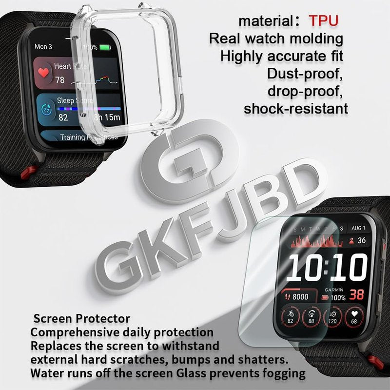 GKFJBD Compatible for Garmin Venu X1 Screen Protector & Case Set，HD TPU Soft Protective Film,Not Glass,Shockproof TPU Cover | Anti-Scratch, Ultra-Thin(Pack of 4+2)