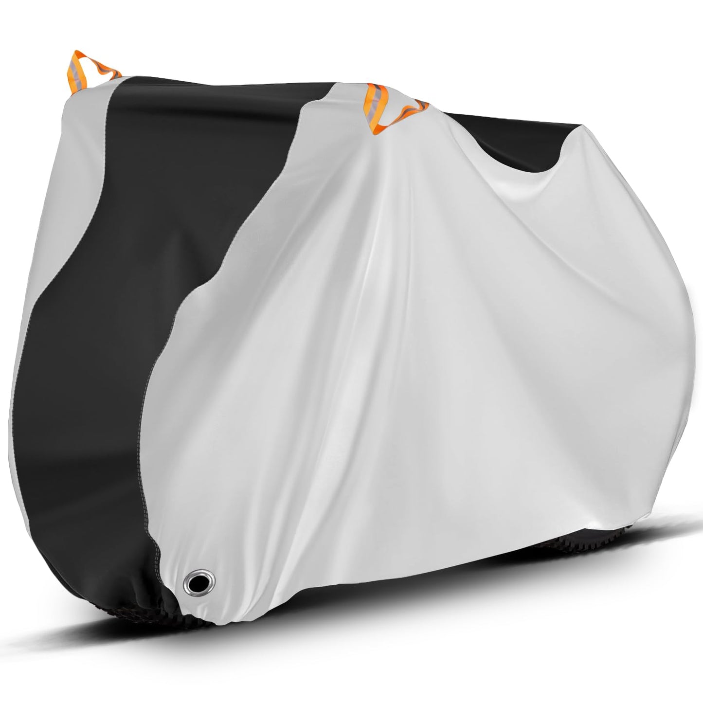 Bike Cover, Outdoor Waterproof Bicycle Cover for Rain /Sun /Dust /Wind Protection, Bicycle Accessories with Lock Hole and Storage Bag, Suitable for Mountain Road E-Bikes, Black/Silver (Fits 1-2 Bikes)