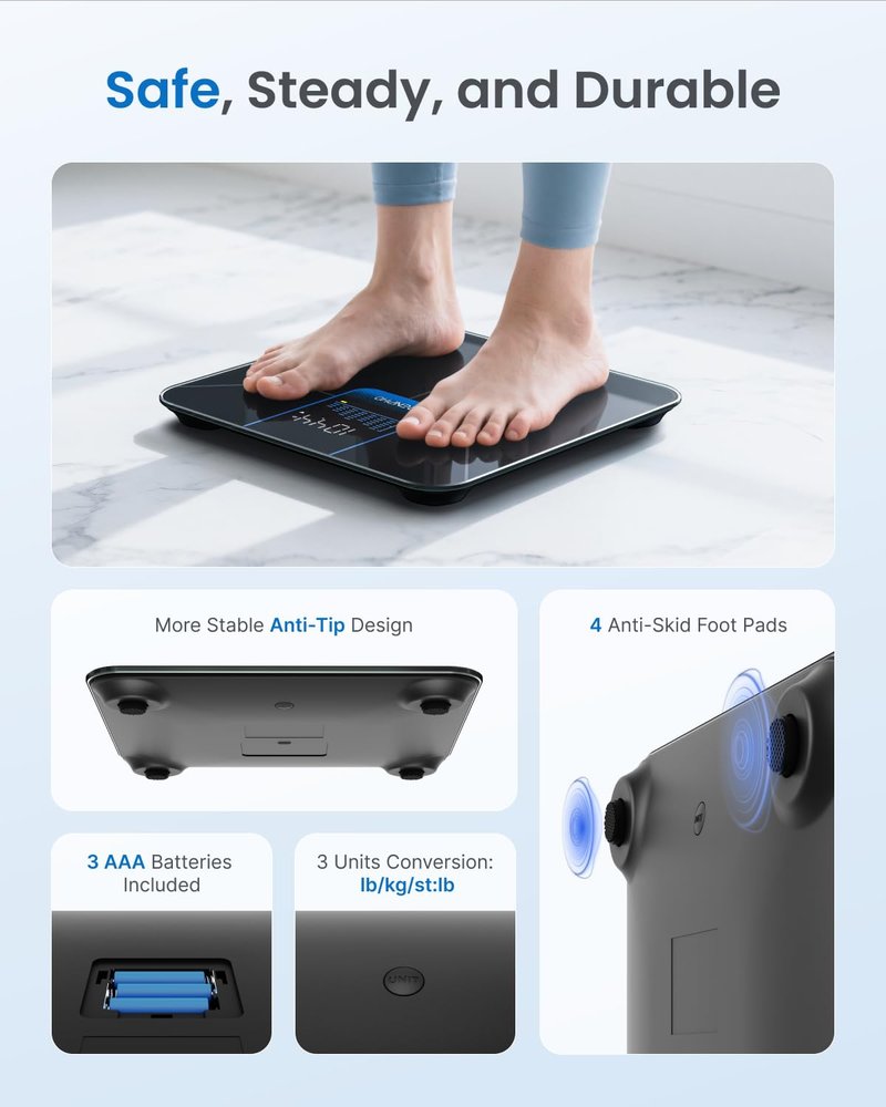 RENPHO Digital Bathroom Weight Scale - Accurate Body Weight Measurement with Large LED Display | 400lbs Capacity, 11.02” Size