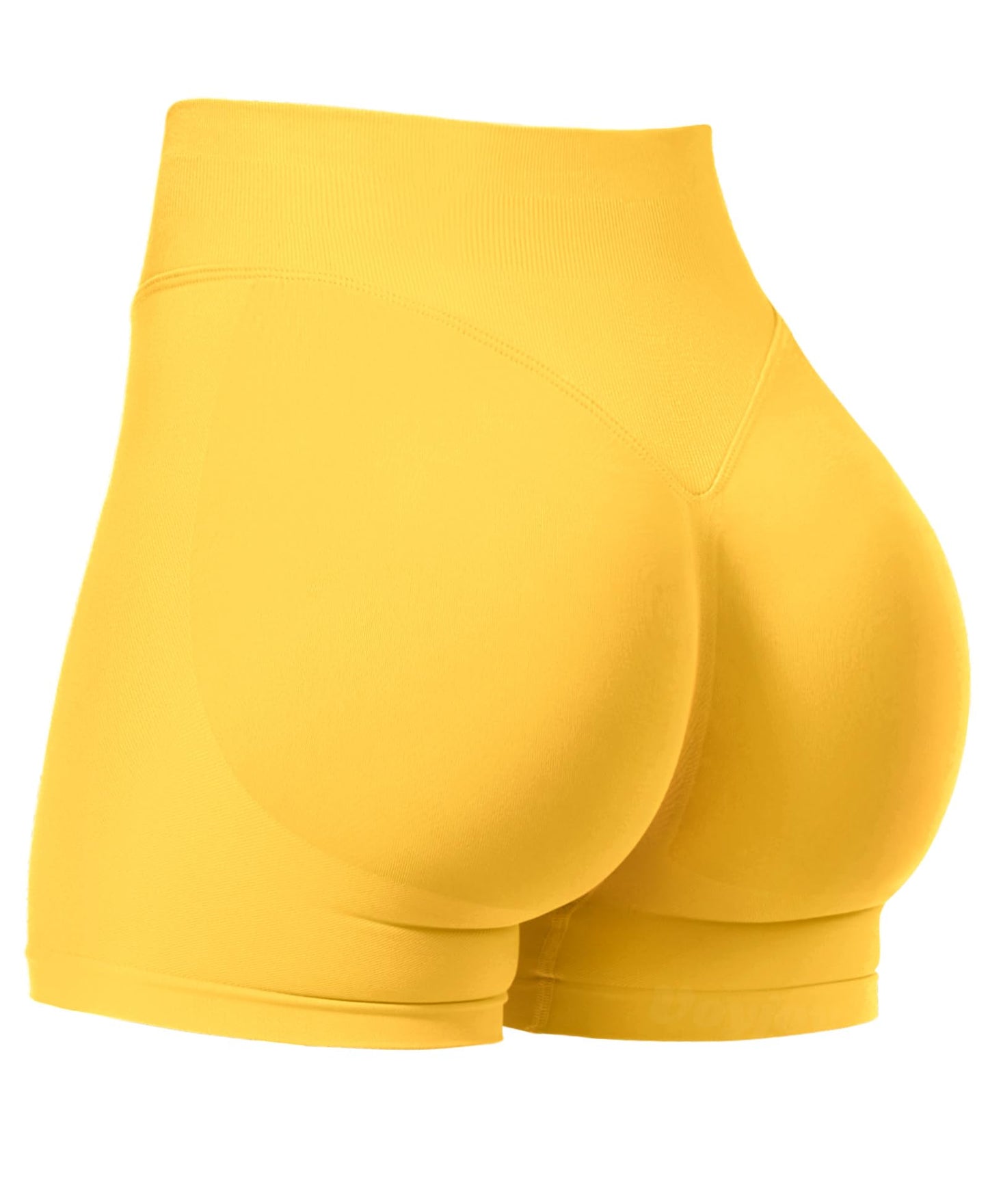 VOYJOY Women Workout Impact Shorts 2.5"/ 3.6"/ 4.5"/ 6" Scrunch Butt Lifting Gym Seamless Booty Biker Shorts Cream Yellow