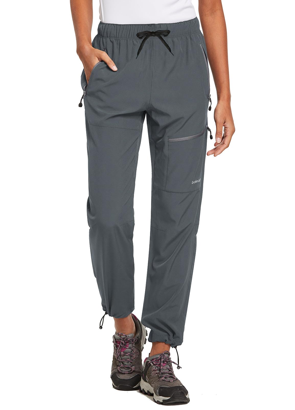 baleaf Travel Pants Women Hiking Long Tall Lightweight Quick Dry Water Resistant Cargo Pants 31'' Trip 31''-Dark Gray XS