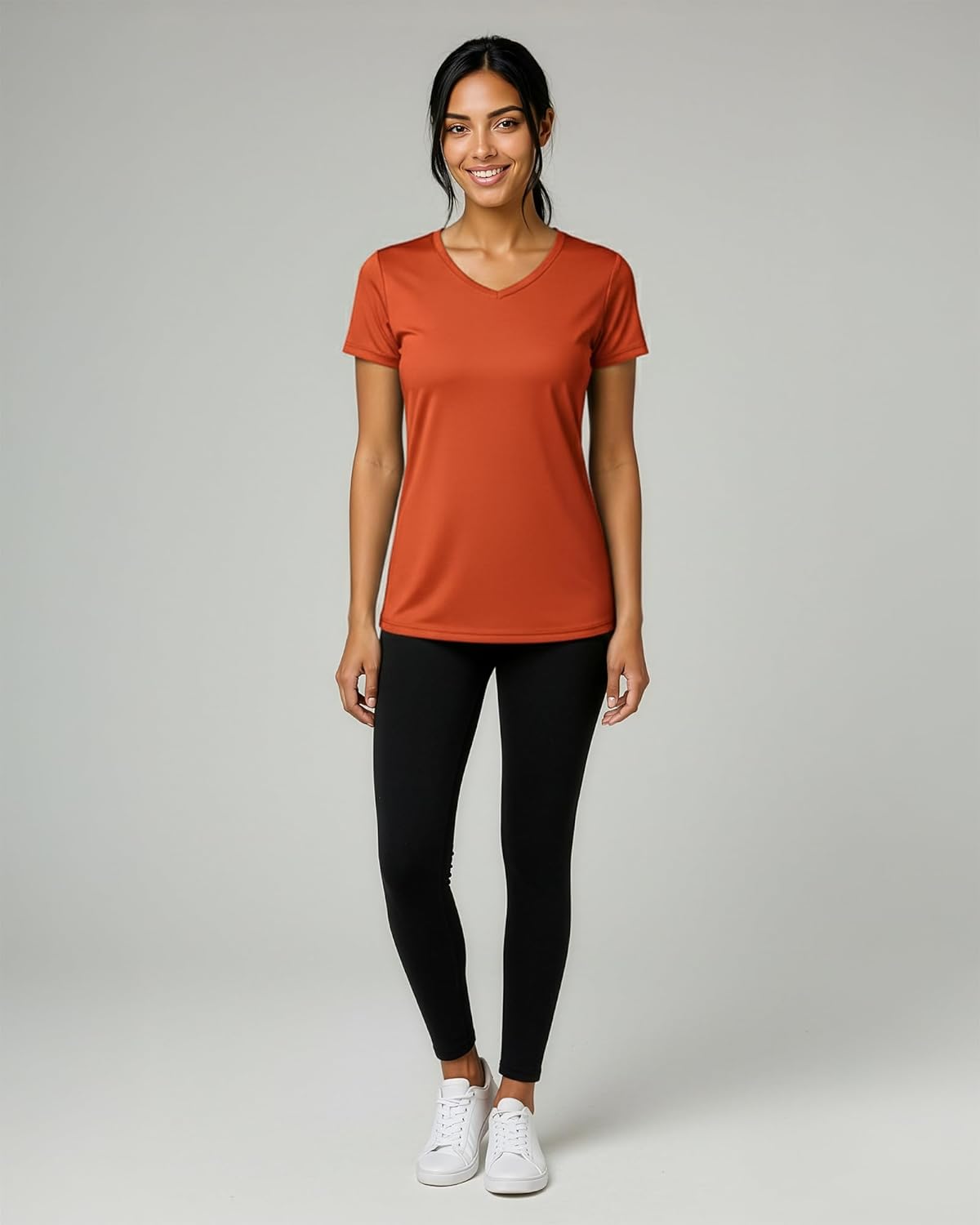 Women's Dry-Fit V-Neck Short Sleeve Workout Tee - 5 Pack | Plus Size Available