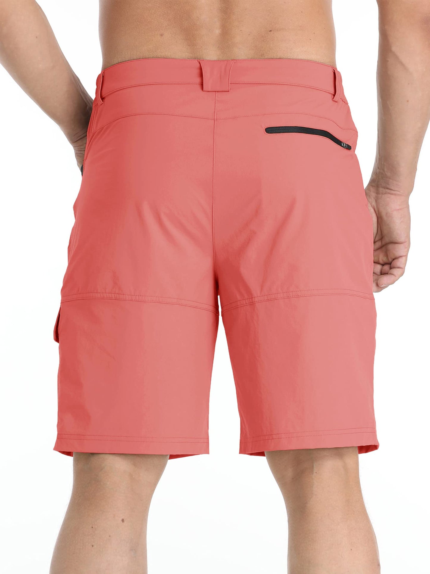 TACVASEN Mens Cargo Shorts Outdoor Lightweight Quick Dry Casual Golf Summer Hiking Dress Work Shorts Fishing Elastic Waist Pink 38