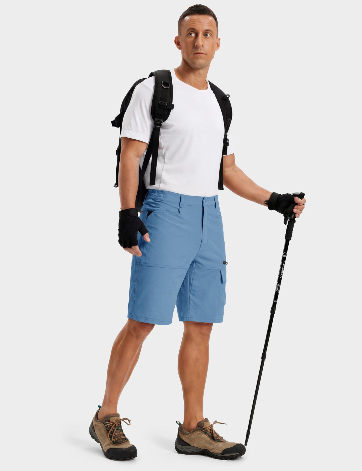 TACVASEN Men's Casual Shorts Lightweight Quick Dry Cargo Hiking Tactical Shorts Golf Dress Outdoor Summer with Pockets Light Blue 34