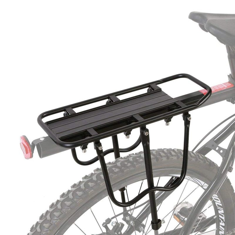 Cargo Rack Frame Mount, Adjustable Quick Release Rear Luggage Rack Touring Carrier Aluminum Alloy Mountain Road Rear Rack with Rear Reflector