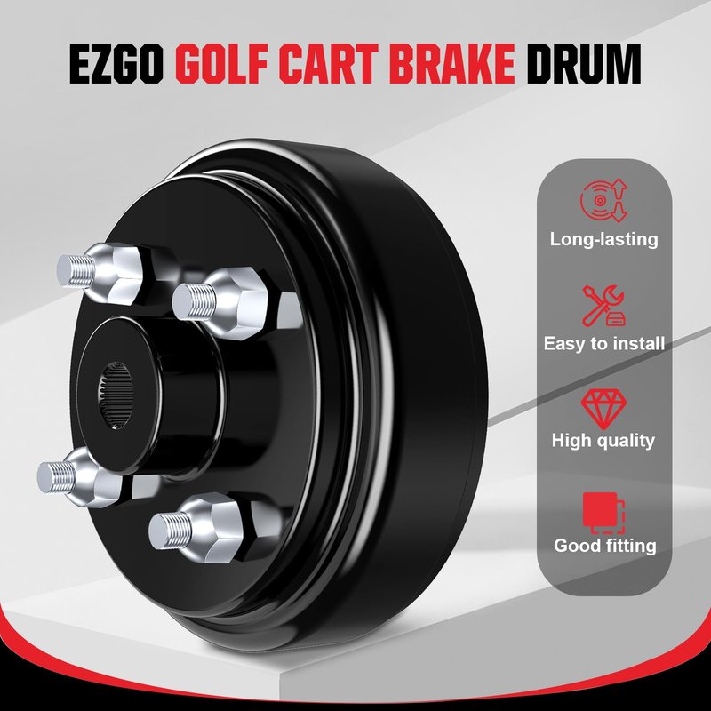 VYYOKMU Golf Cart Brake Drum for EZGO TXT 1982-UP Electric and 2-Cycle 1982-1993 Gas, 1 PCS EZGO Brake Drum Hub Assembly, EZGO Rear Brake Drum Replace OEM# 19186G1P