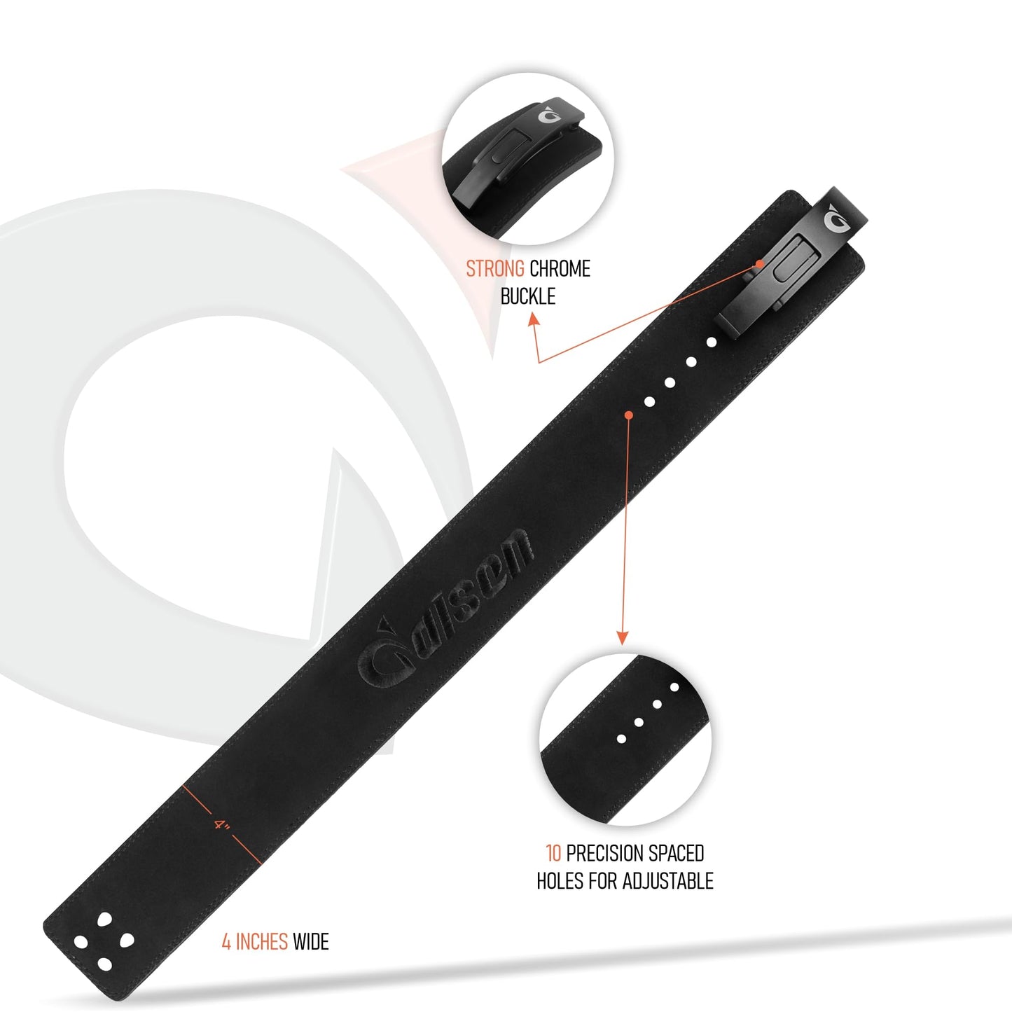 Daisen Weight Lifting Belt Powerlifting, 10mm Thick 4" Leather Lumbar Back Support, Lever Buckle Gym Strength Training Equipment, Bodybuilding Deadlifts Squats Workout Men Women (10MM Black/Red, Large)