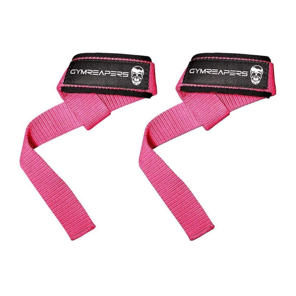 Gymreapers Lifting Wrist Straps for Weightlifting, Bodybuilding, Powerlifting, Strength Training, & Deadlifts - Padded Neoprene with 18 inch Cotton (Pink)