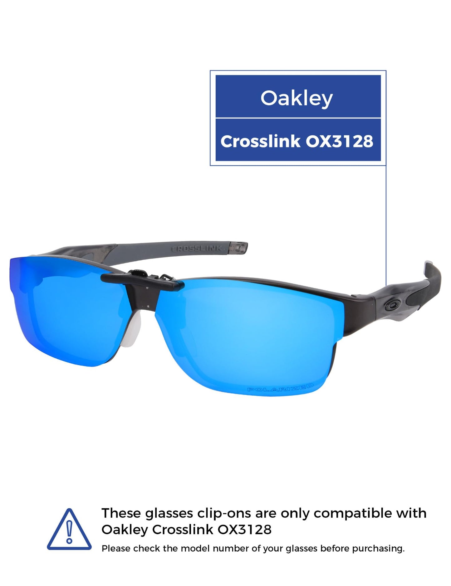 HILEEN Polarized Clip-on Sunglasses for Oakley Crosslink OX3128 53-18 for Men Women UV Protection-Ice Blue