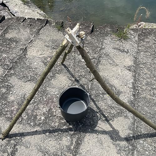 Camping Tripod Board£¬Turn Branches into Campfire Tripod £¬Stainless Steel Campfire Support Plate with Adjustable Chain for Hanging Cookware,Portable Camping Gear (Standard)