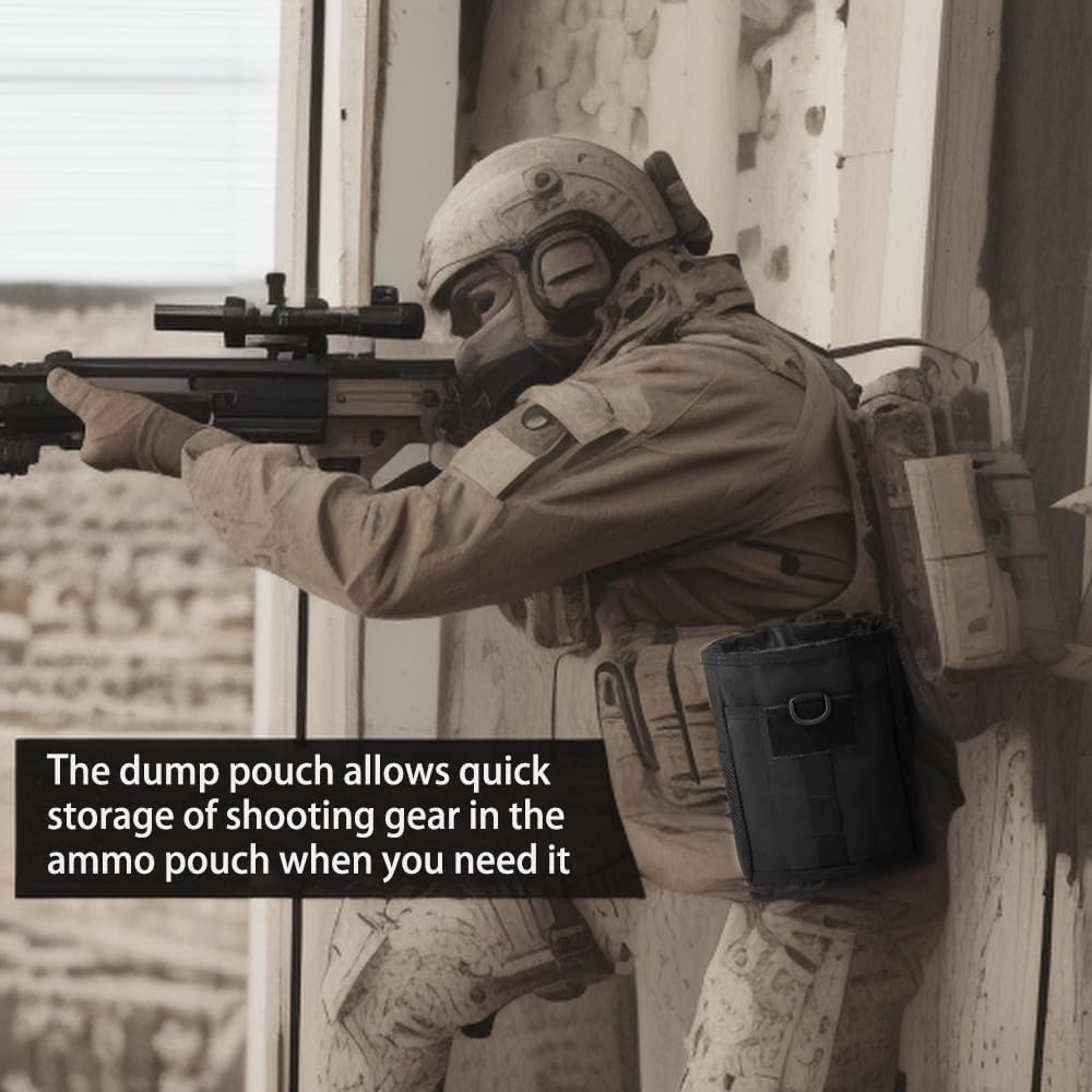 Molle Dump Pouch - Roll-Up Drawstring Utility Bag for Ammo & Magazines | EDC Folding Waist Bag for Shooting & Hunting