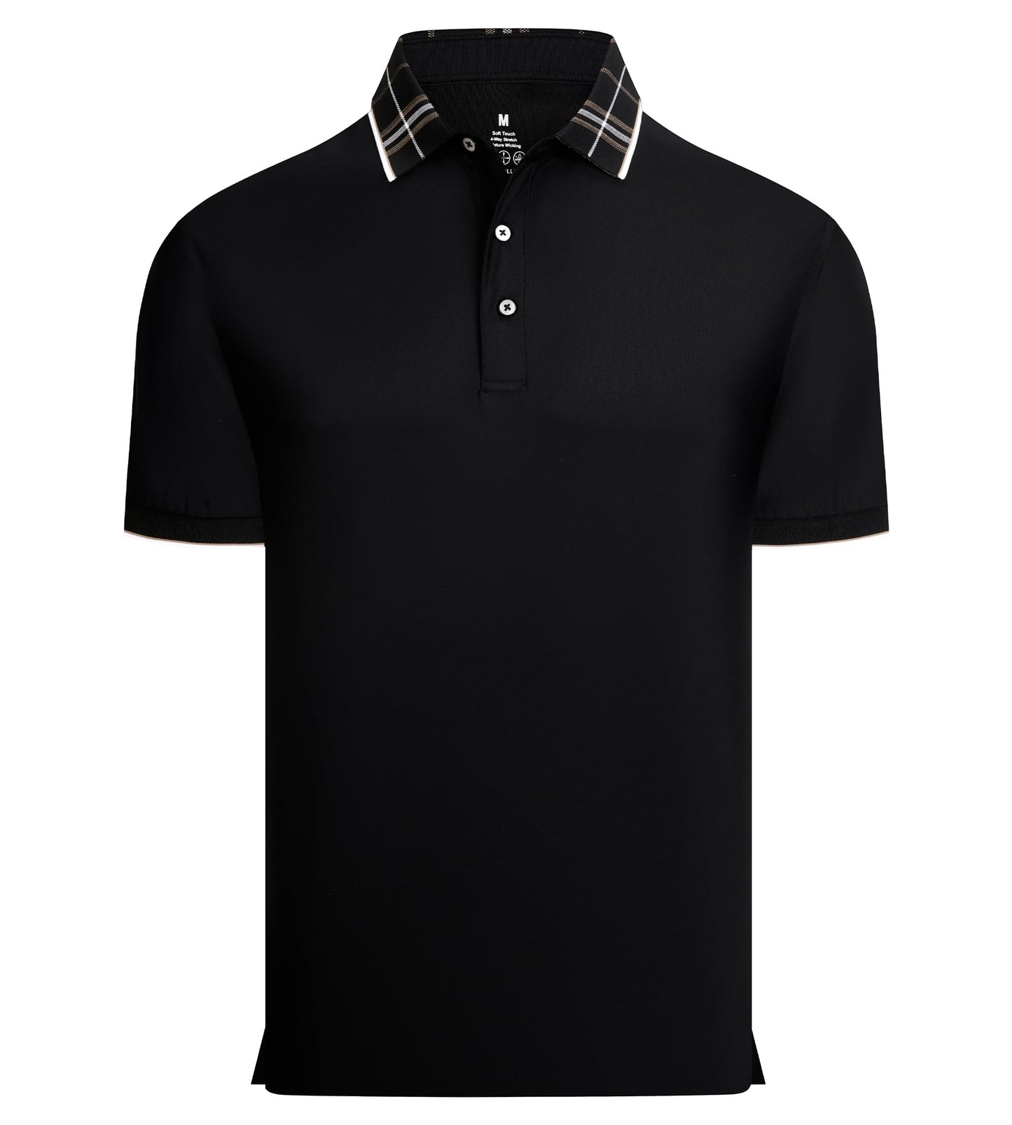 Alex Vando Mens Golf Shirts Moisture Wicking Quick-Dry Short Sleeve Fashion Designed Polo Shirts for Men,Black,M