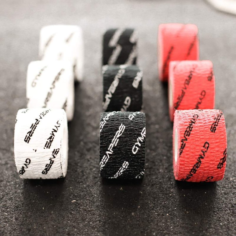 Gymreapers Weightlifting Adhesive Thumb Tape, Stretchy Athletic Tape Grip & Protection for Olympic Lifting, Cross Training, Powerlifting, Hookgrip (Black, 3 Rolls)