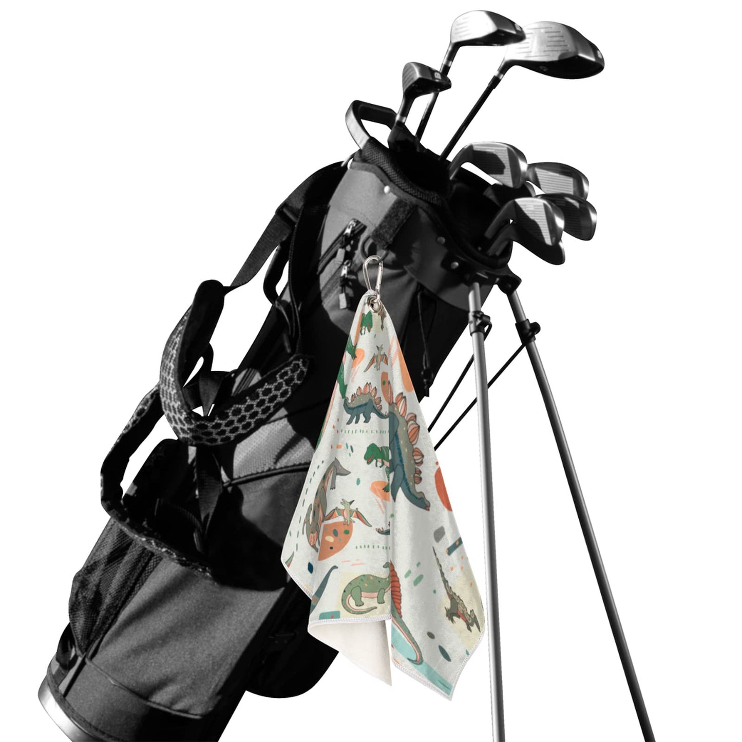 AUUXVA Funny Animal Dinosaur Golf Towel for Golf Bags with Clip for Men & Women | Cute Dino Golf Towel for Boys Girls Kids Dad Clubs | Golf Accessories and Golf Gifts for Golf Fan | 15" x 24"