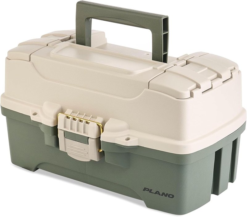 Plano Two-Tray Tackle Box - Portable Fishing Gear Organizer with Deep Storage | Green/Tan