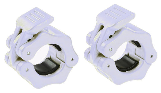 GW Tech Barbell Clamps 1 inch, Exercise Collars 1"(25mm) Quick Release Pair of Locking Collar Clips for Workout Weightlifting Fitness Training (White)