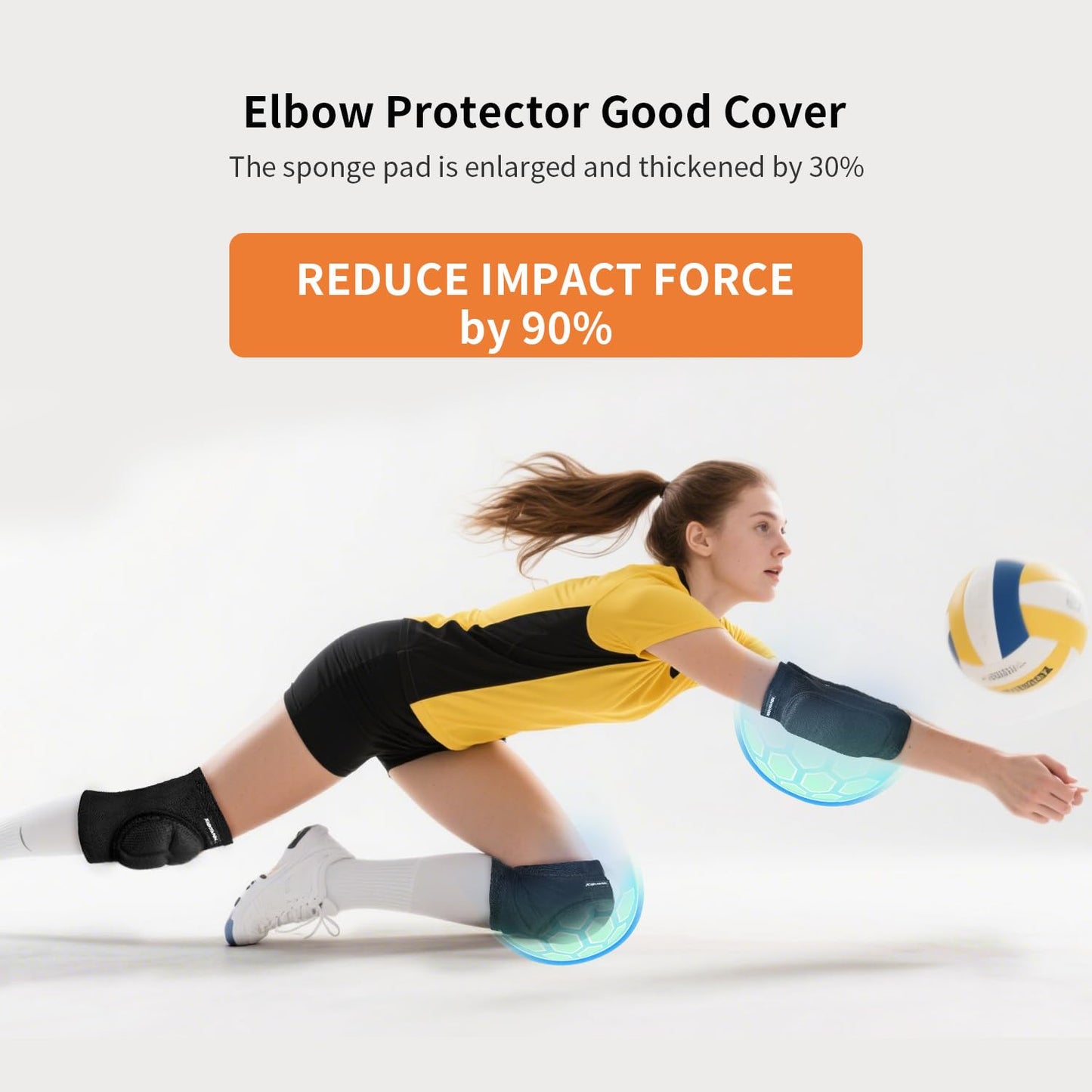 Peabownn Volleyball Elbow Pads Youth 2XS-XL - Kids Teens Elbow Protector with Thicken Sponge Breathable Padding Volleyball Dancing Skating Football arm pads BLACK-S
