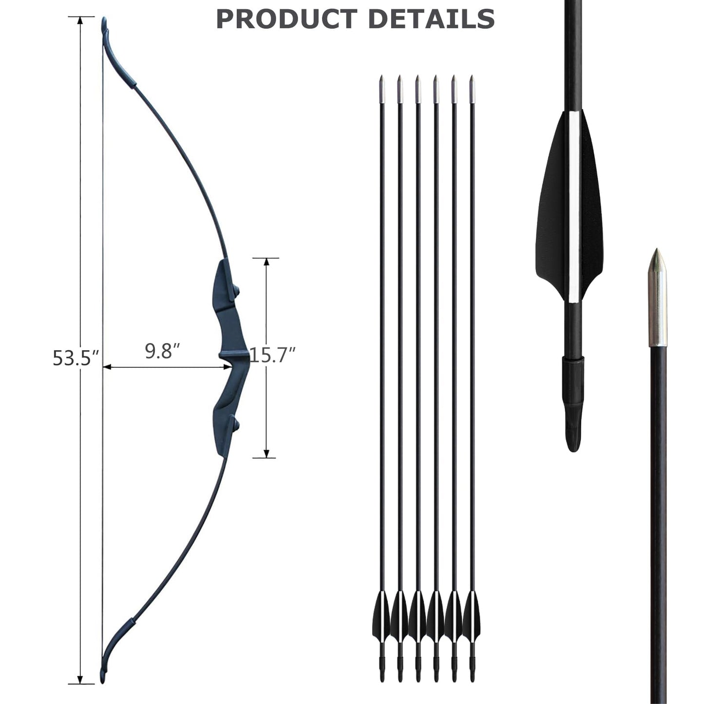 IS-TONGTU Archery Recurve Bow Set, Bow and Arrow Set for Adult Beginner & Youth, Right and Left Handed, Takedown Recurve Bow 30lb 40lb, arco y flecha, Bow Kit with 6pcs Arrows (30LBS)