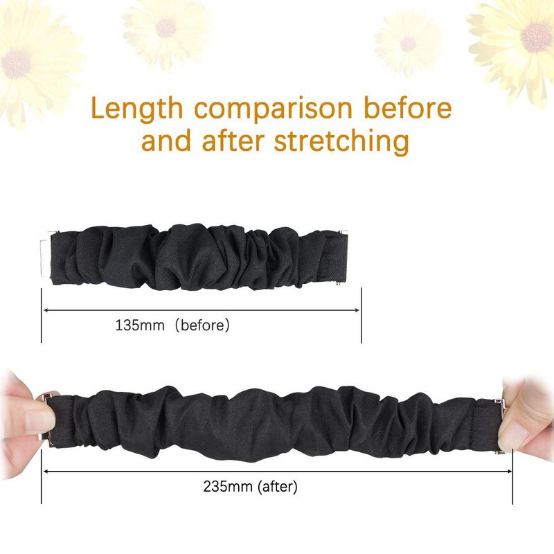 Compatible for FITVII Fitness Tracker Bands, 20mm, 22mm Fabric Elastic Scrunchie Elastic Women Cute Replacement Straps Compatible for FITVII HM57, HM78, HM68, HM21, H56, H86 Smart Watch Fitness Tracker (22mm size band, Black)