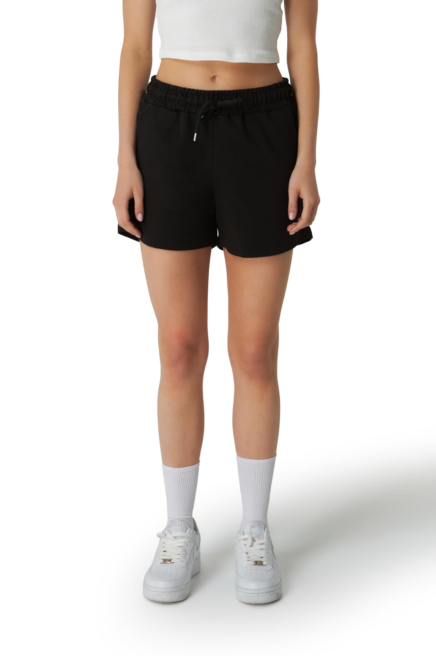 ROSS CAMP Womens Shorts - SweatShorts Workout Gym Shorts for Women Trendy Fashion Athletic Casual Summer Lounge Sweat Bermuda(Black, M)