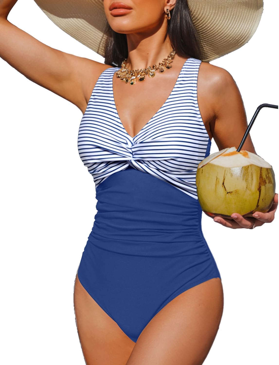Women’s Tummy Control One Piece Swimsuit - Push Up Full Coverage Slimming Bathing Suit